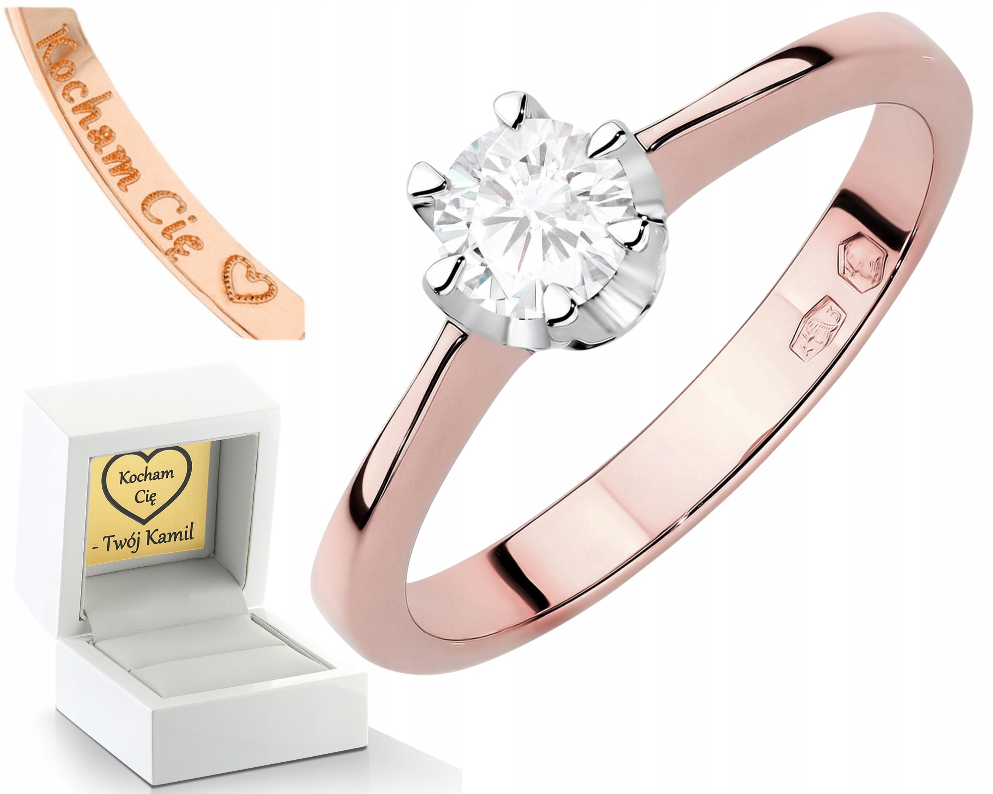 Růžové Zlato Prstýnek S Laboratorním Diamantem 585 Dárek