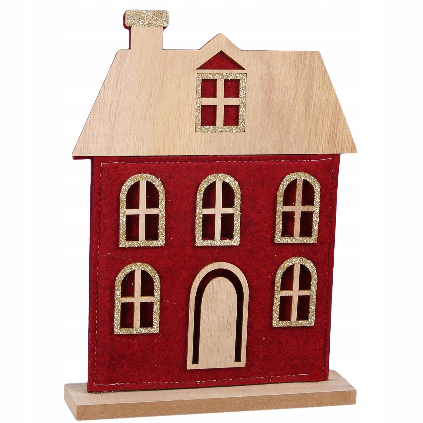 DOMEK DOM FIGURKA ŚWIĄTECZNA NA STROIK WIANEK CHOINKĘ DREWNIANY FILCOWY