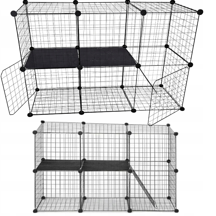 Levně Modulární Klec Pro Hlodavce Králík Morče Kotec 108 cm Černá