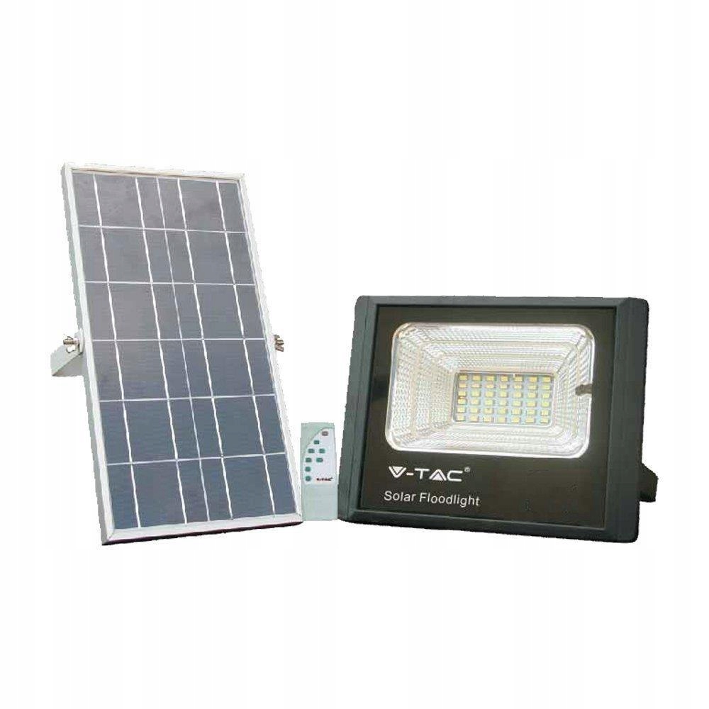 Projektor Led Solarny V-tac 12W Czarny IP65, Pilot, Timer VT-25W 4000K 550l