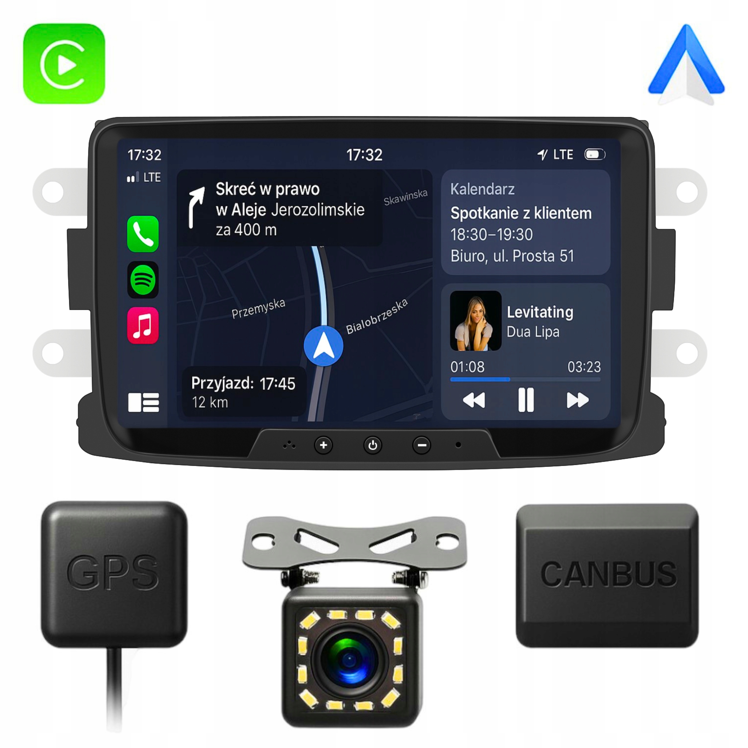 Radio Nawigacja Android Dacia Duster Logan Dokker Sandero Carplay 4GB Ram