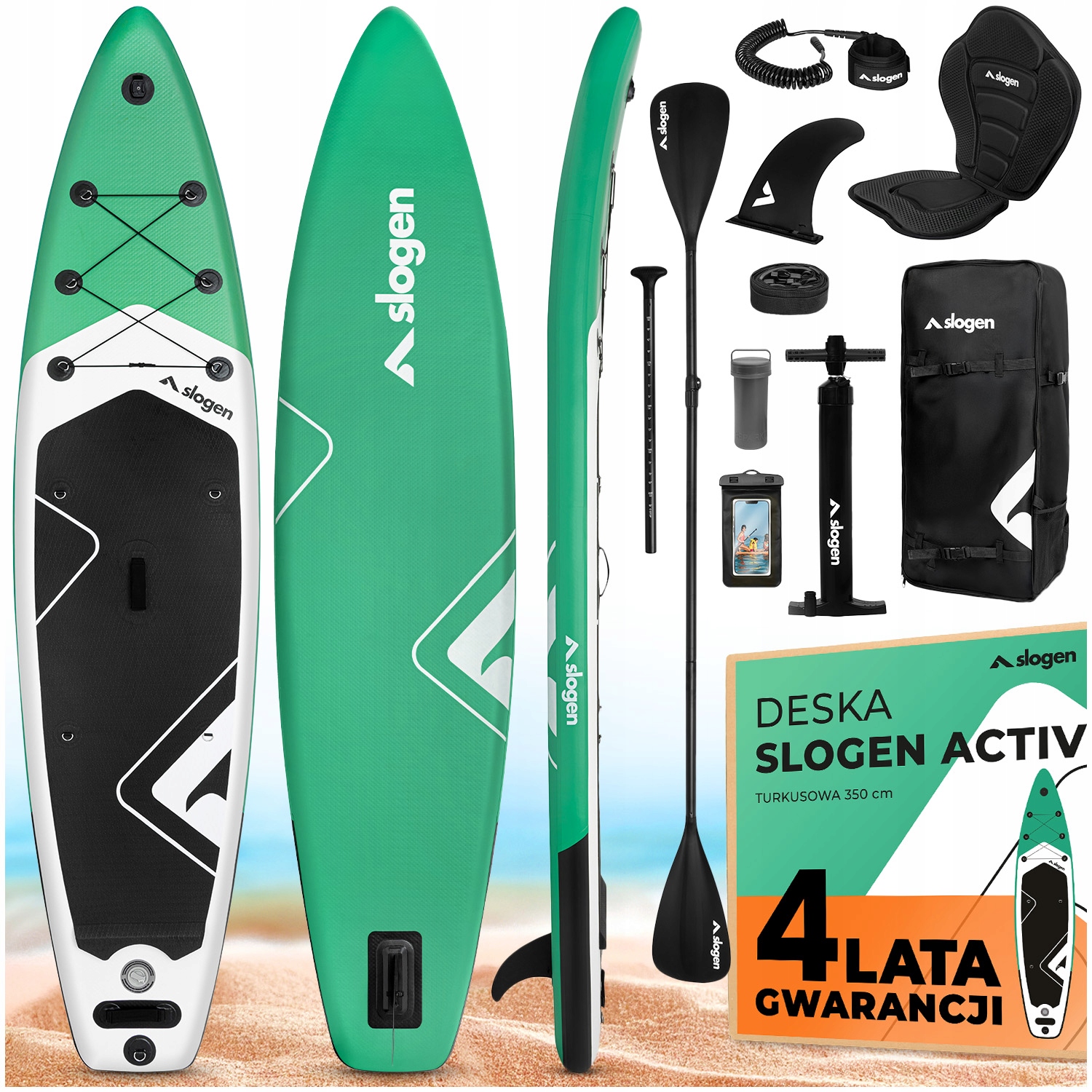 Deska Sup Active Pompowana Do Pływania Stand Up Paddle 350cm Zestaw 12w1