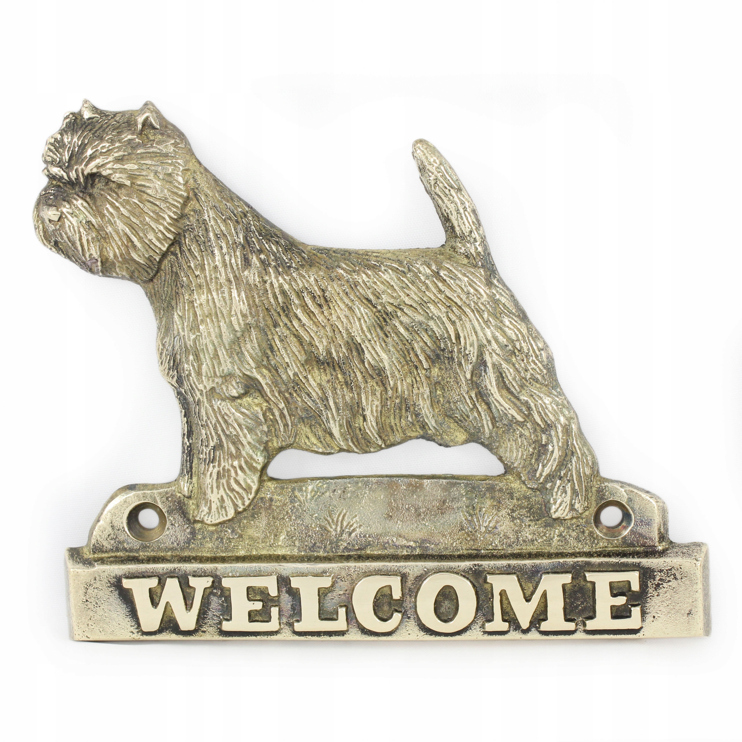 West Highland White Terrier mosadzná tabuľa na dvere so psom Welcome