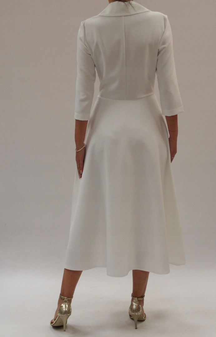 SUKIENKA Z KOŁNIERZEM-WESELE,ŚLUB R.38 (34-54 Kolor biały