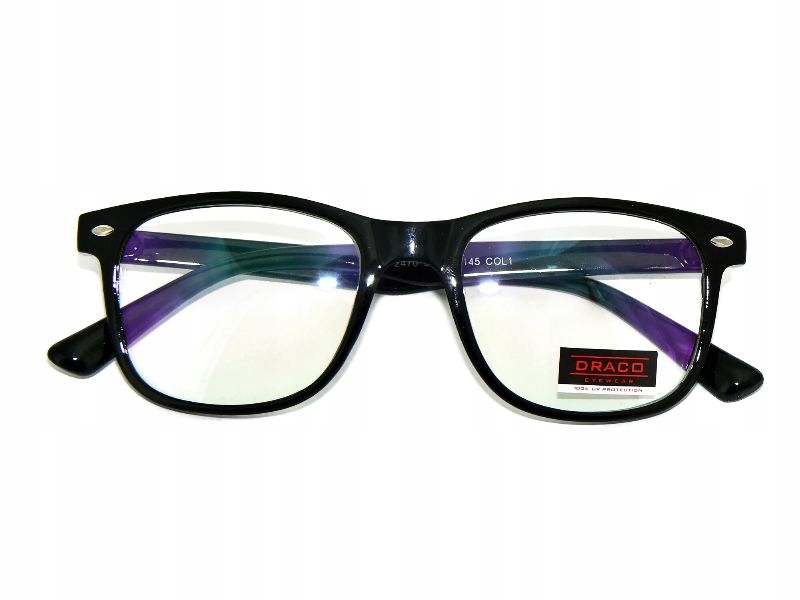 

Damskie Okulary Zerówki Nerdy czarne Antyrefleksem