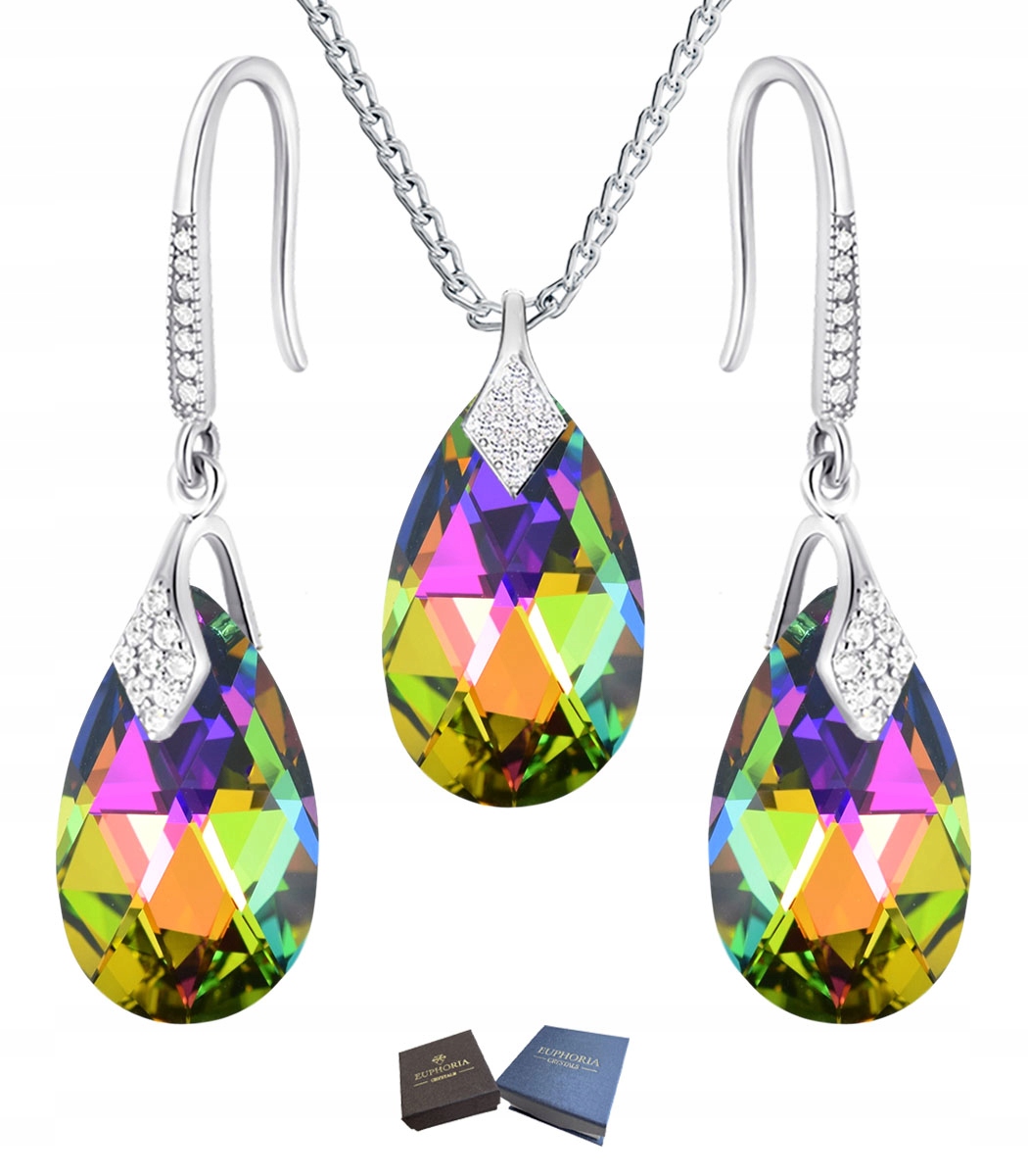 Komplet šperků Stříbro 925 Náhrdelník Náušnice Visací s dámskými zirkony