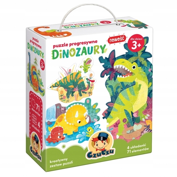 

Puzzle progresywne. Dinozaury 3+