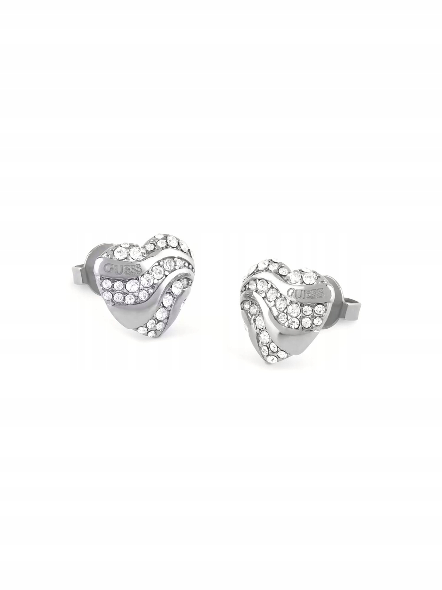 Guess In My Heart stříbrné náušnice srdce s krystaly JUBE04504JW
