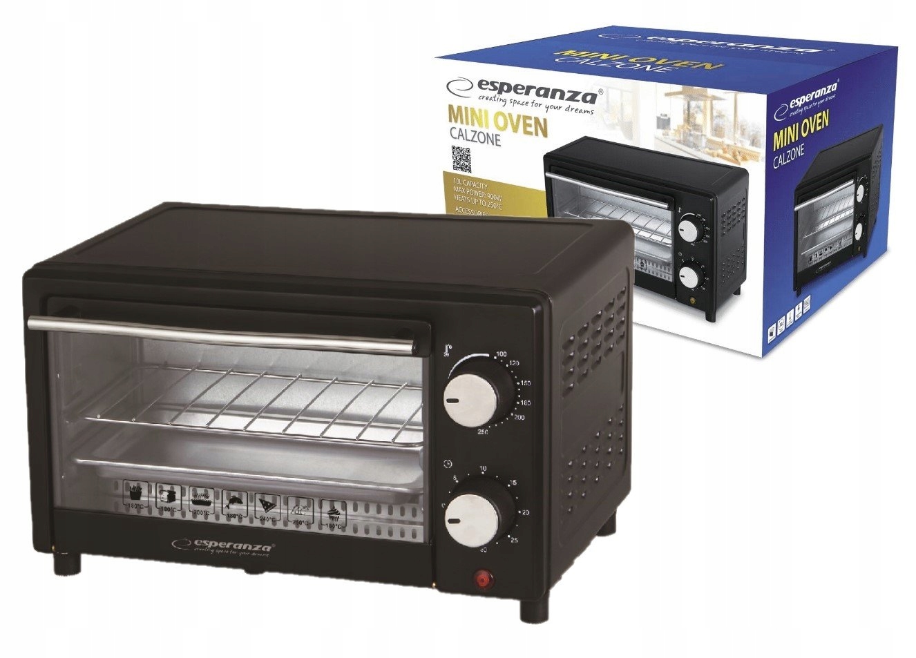 

Mini Piekarnik Elektryczny 10L 900W Timer Calzone