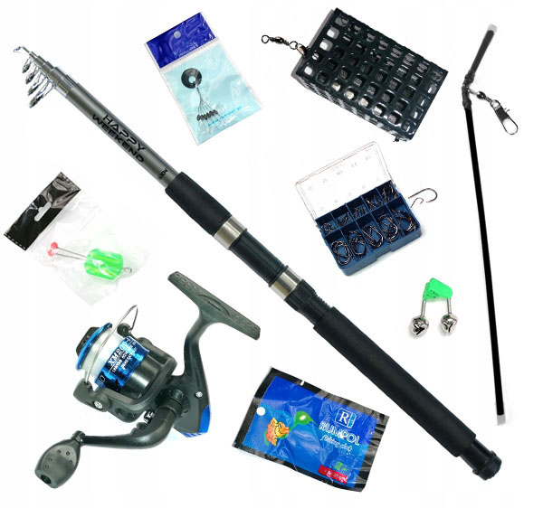 Rybářská sada Grunt Rybářský prut Jaxon 2,4 Hw M, naviják s navinutou šňůrou