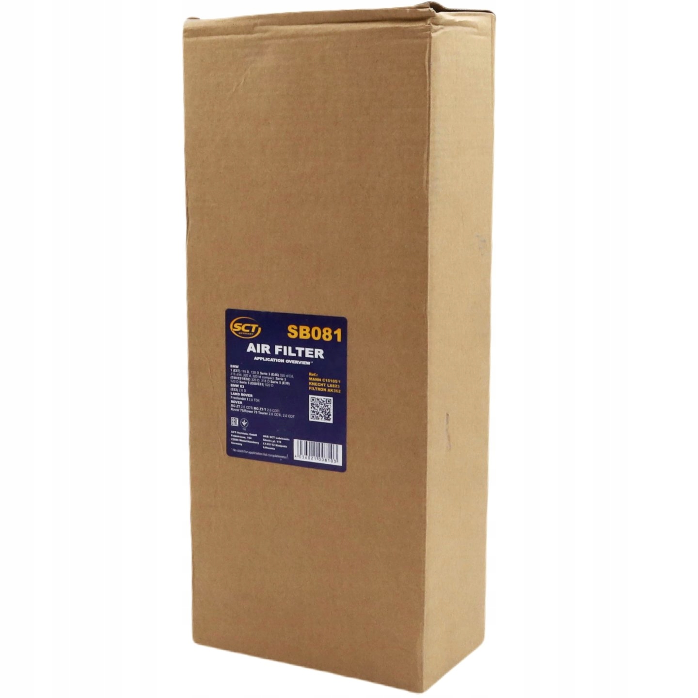 Filtr Powietrza SCT SB081 Typ samochodu Samochody osobowe