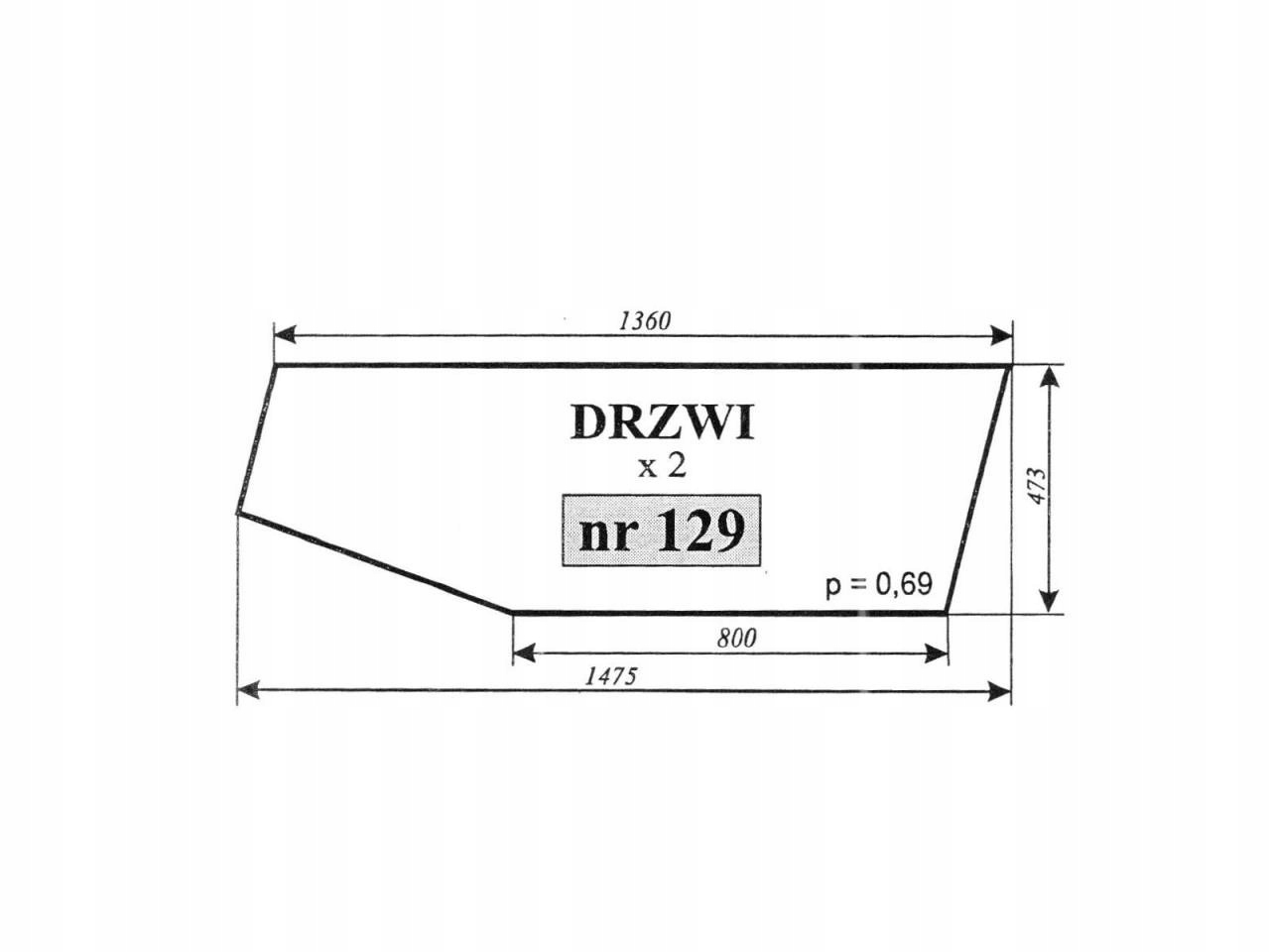 СТЕКЛО ДВЕРИ C-360 ЧЕШСКИЙ НОВЫЙ ТИП 129