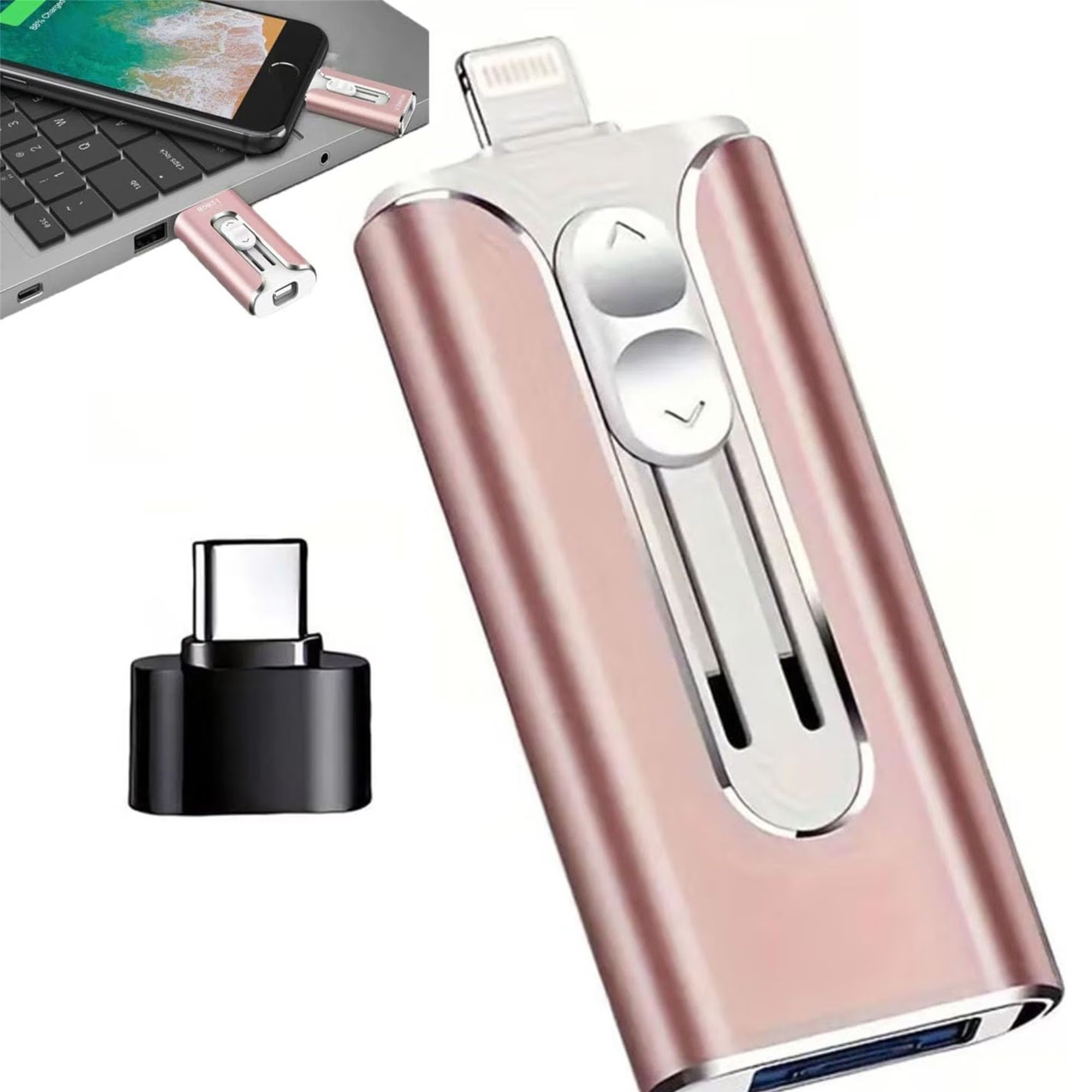 Pendrive 128GB 4 az 1-ben Usb 3.0 Usb-c Lightning Micro-USB Otg