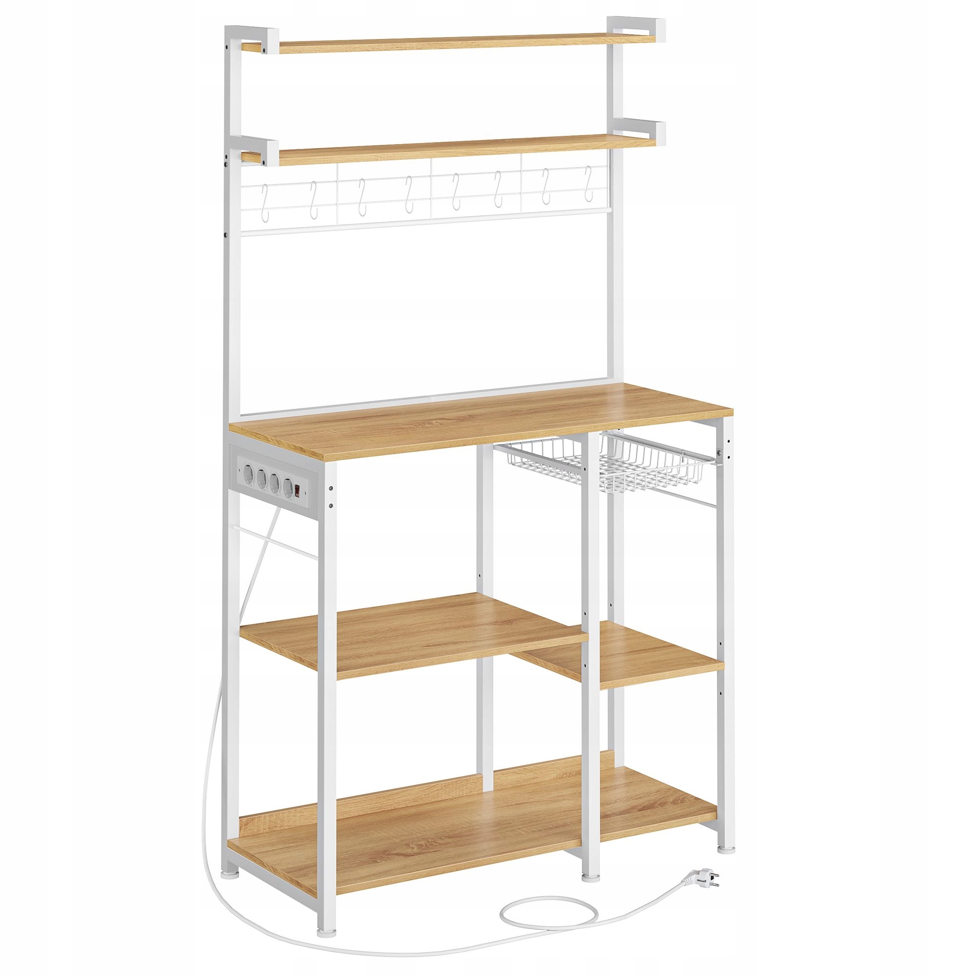 Biela kuchynská skrinka s funkciou nabíjania na 4 zásuvky a vypínačom loft