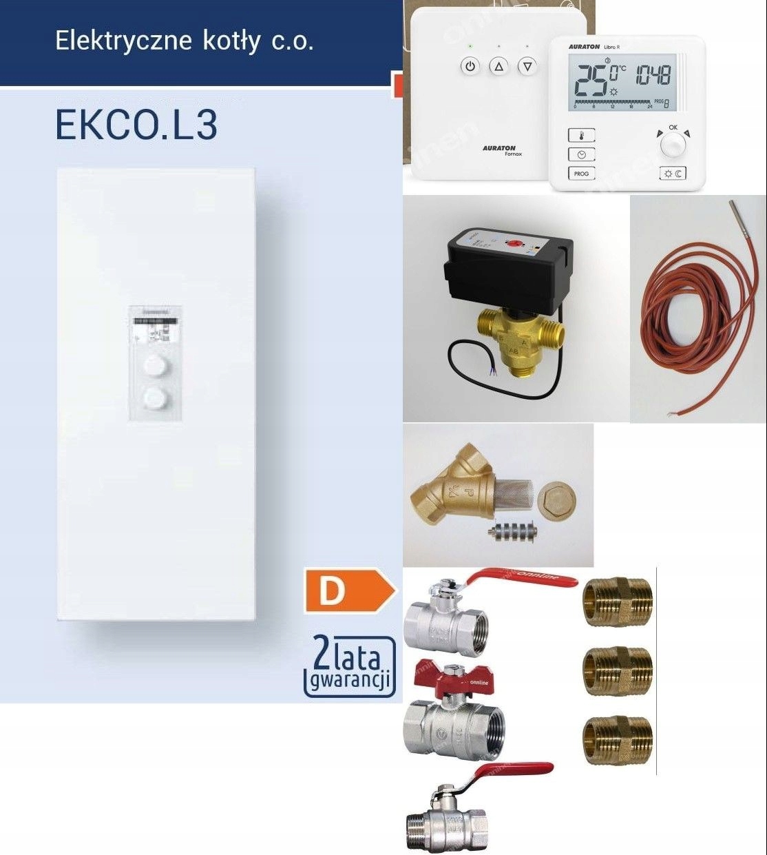 Zestaw kocioł Kospel EKCO.L3 zestaw C.w.u.+ Zawory pokojowy regulator