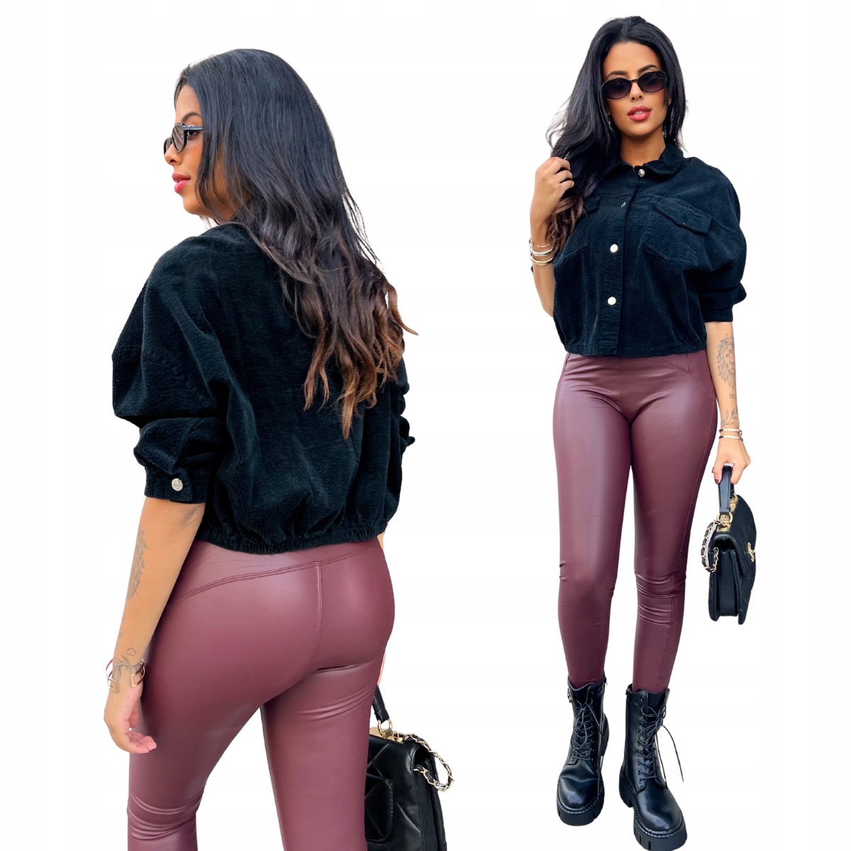 Bavlněná bunda černá, gumička v pase, kapsy, velikost One size