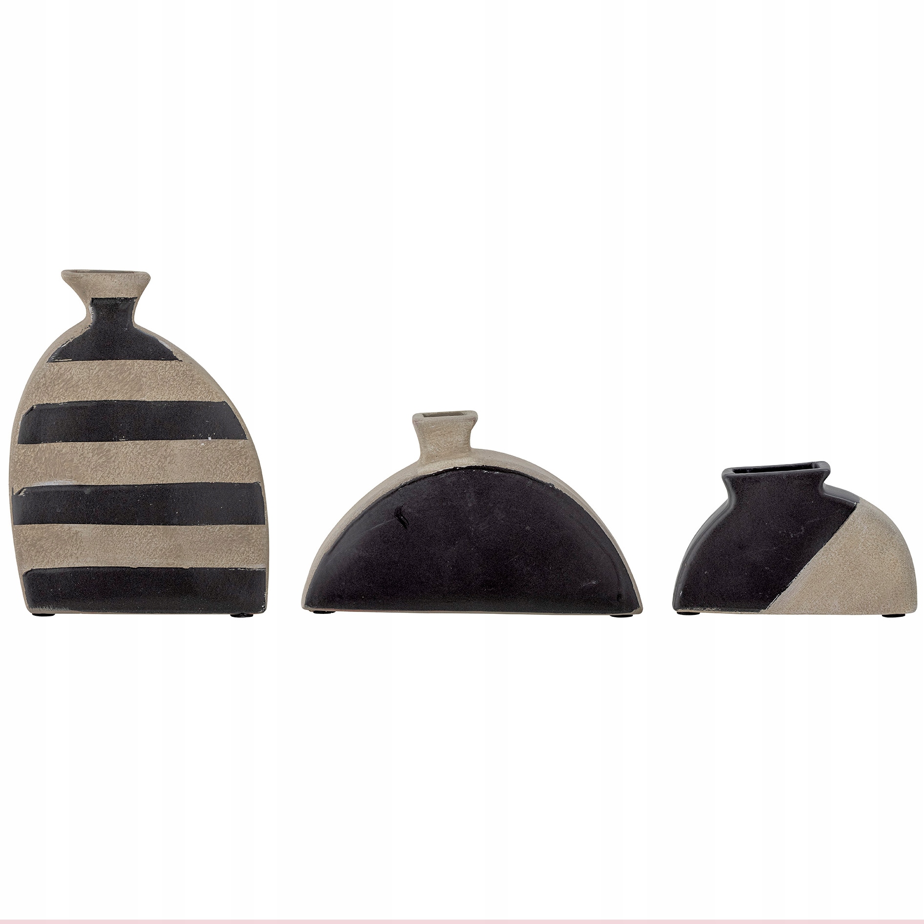 Sada 3 dekorativních váz Bloomingville Nezha černá terracotta