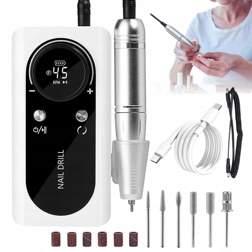 Sada Bruska na nehty Manikúra Pedikúra Profesionální bezdrátová