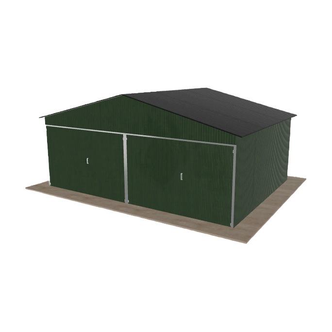 Plechová garáž 6x4.5 m dvoupolohová, dvoupolohová, zelená
