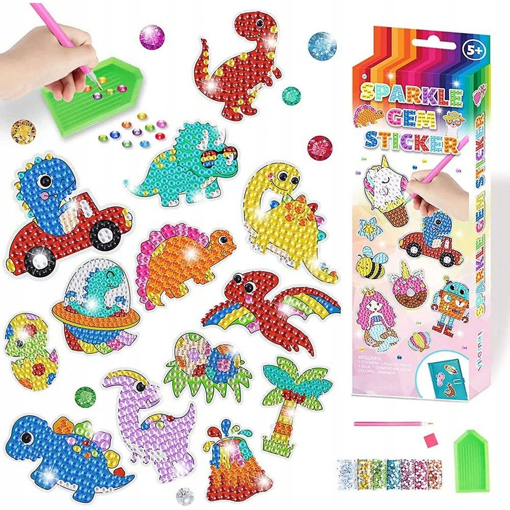 MOZAIKA DIAMENTOWA NAKLEJKI WYKLEJANKA DINOZAURY