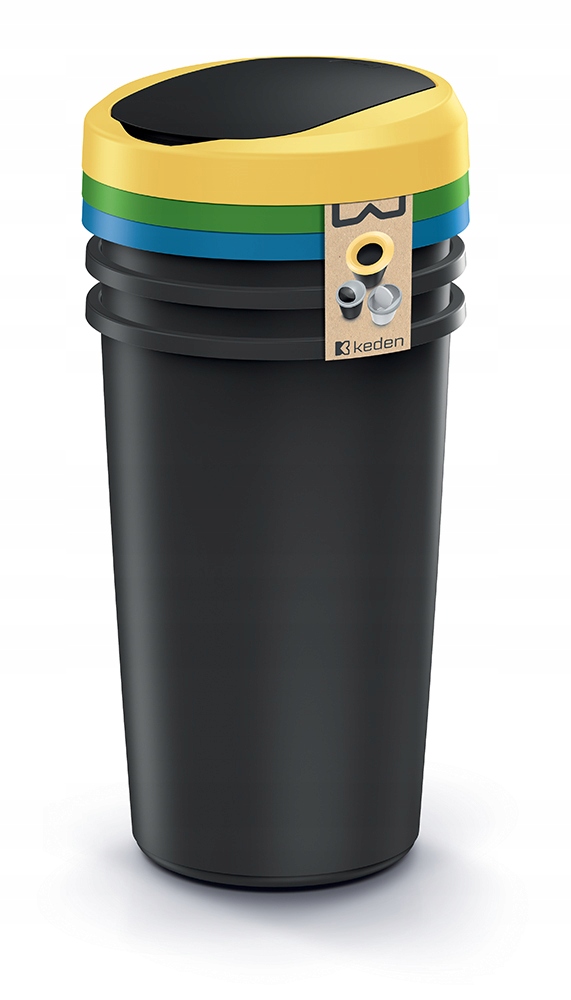 Levně Odpadkový koš Compacta R Flap Set recyklovaný černý, 3x50l