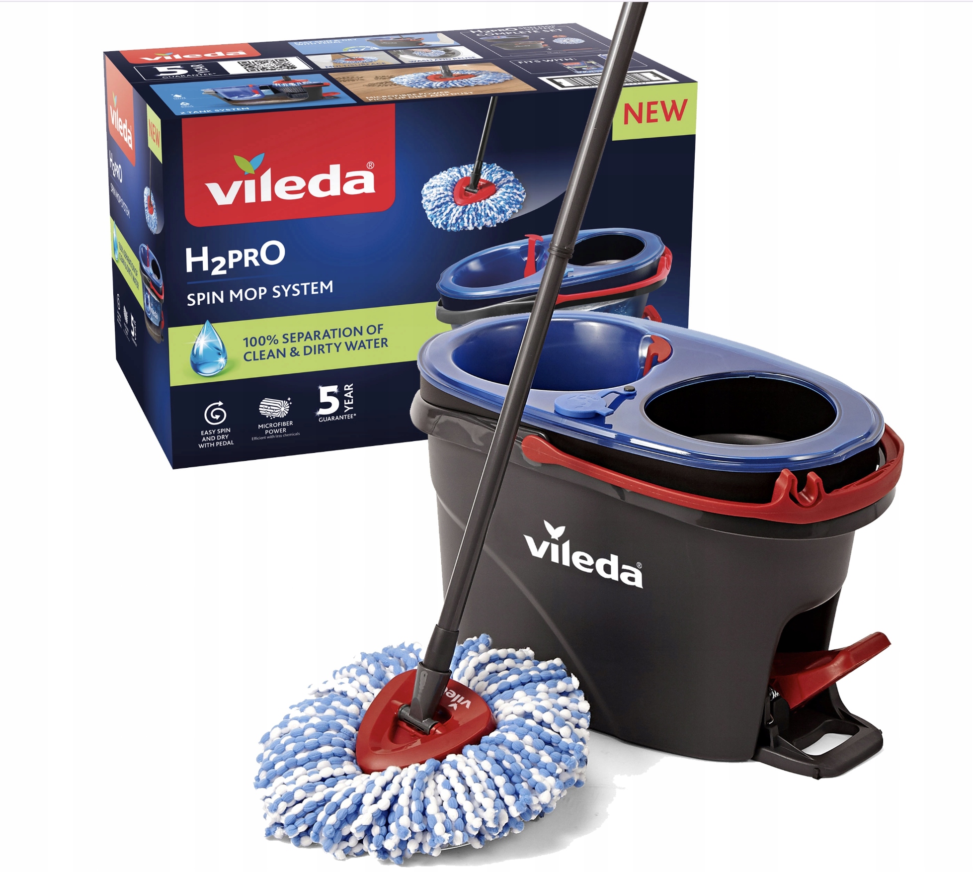 Mop obrotowy Vileda H2prO Wiadro z systemem czystej wody