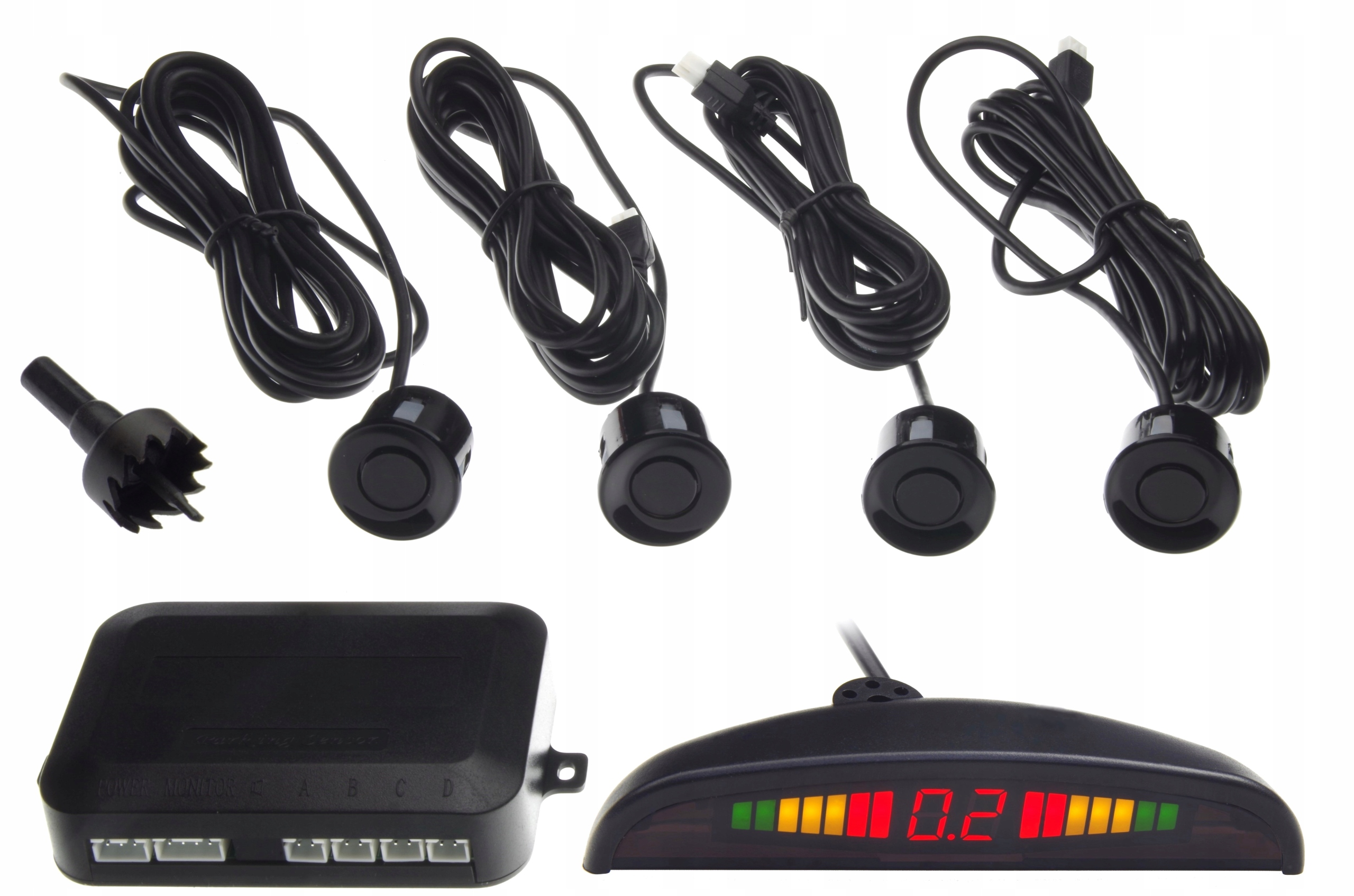 Czujnik 4 sensory cofanie parkowanie buzer + LED