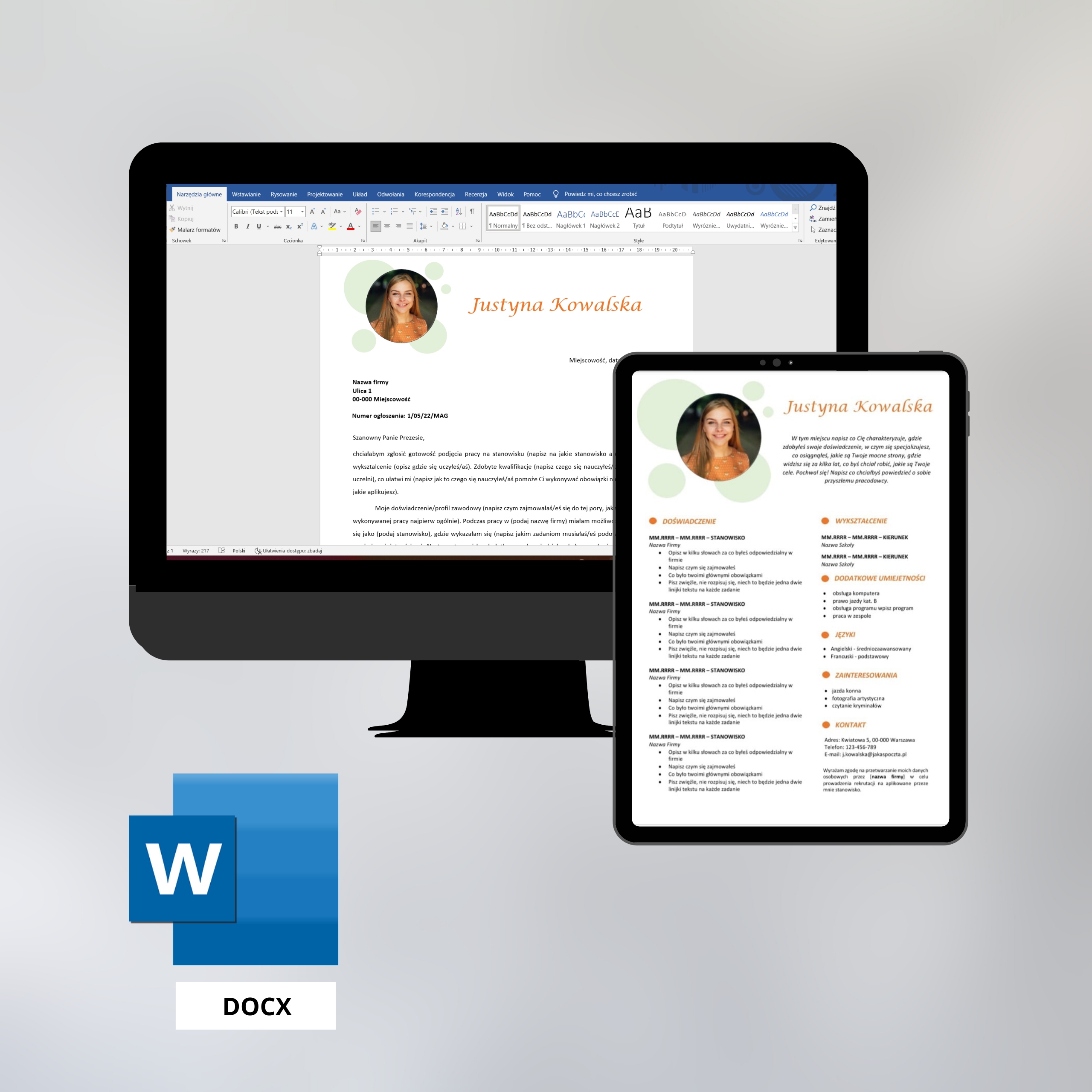 Komplet 2/22/K CV + List Motywacyjny PL + ENG Rodzaj szablony