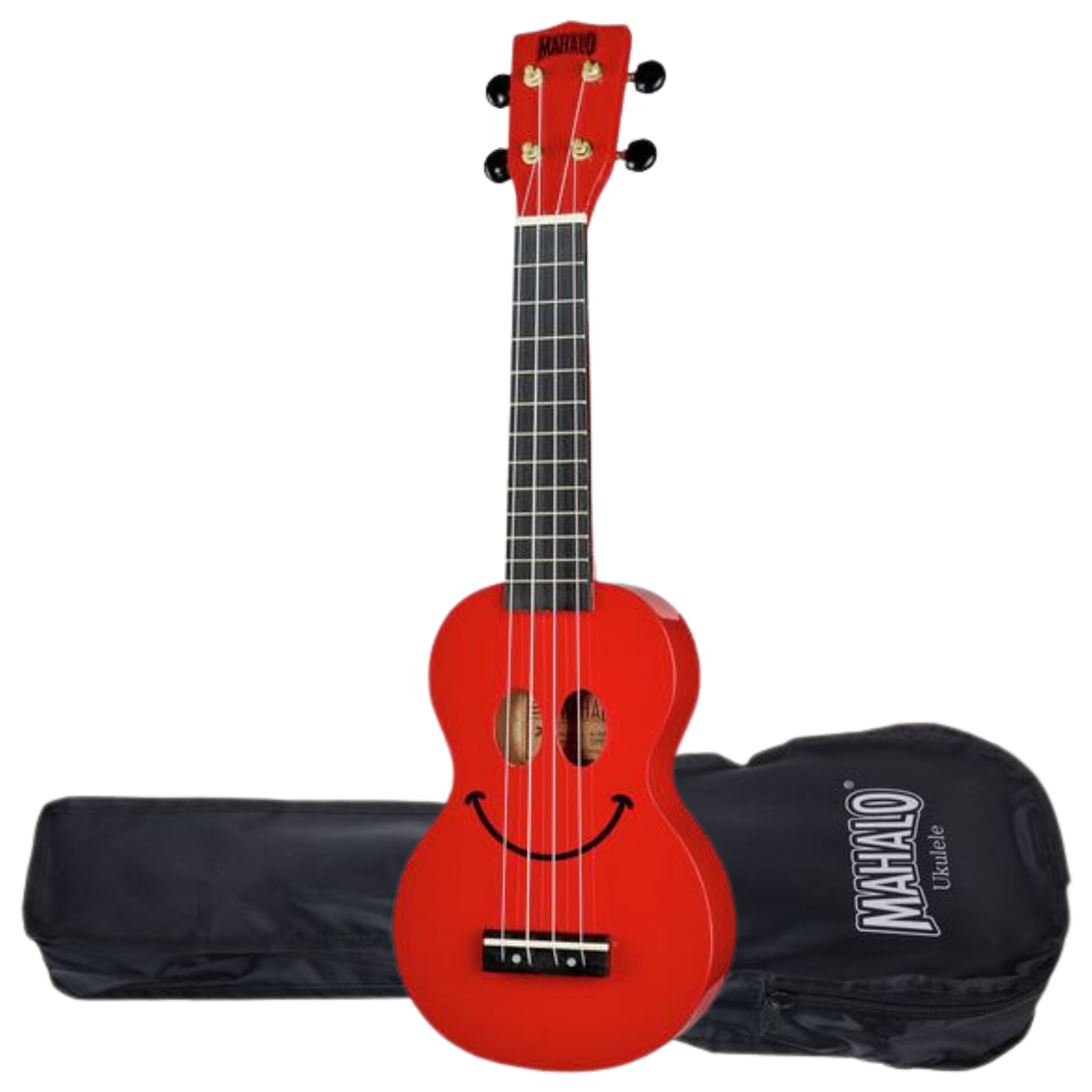 Červené sopránové ukulele pro děti pouzdro Mahalo Smiley Red