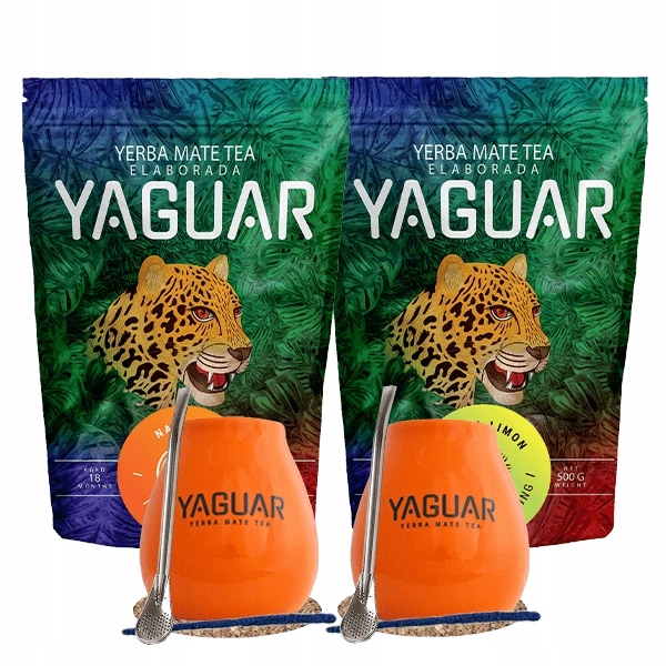Levně Startovací Sada Yerba Mate Yaguar Naranja Yaguar Menta Limon 2x500 g