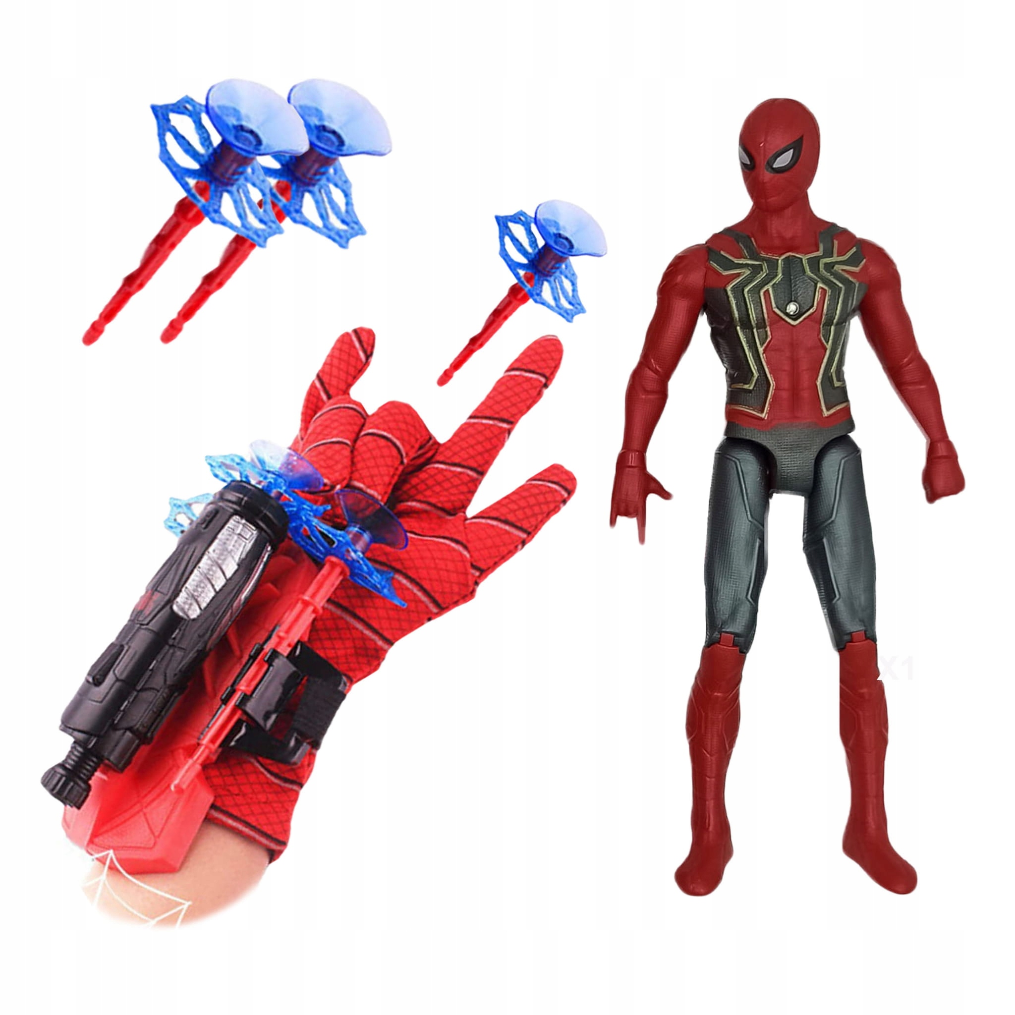 REKAWICA SPIDERMAN WYRZUTNIA STRZAŁKI + FIGURKA AVENGERS ZABAWKA DLA DZIECI