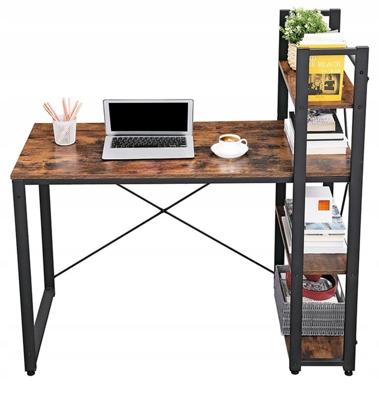 Počítačový stôl, regál s poličkou, rustikálny loft Vas