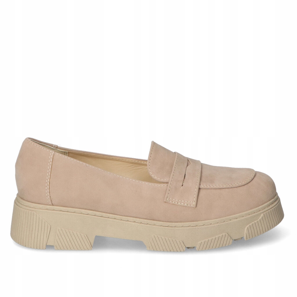 Mokasyny Kamex-but Maren Beżowe Zamsz Wzór dominujący bez wzoru