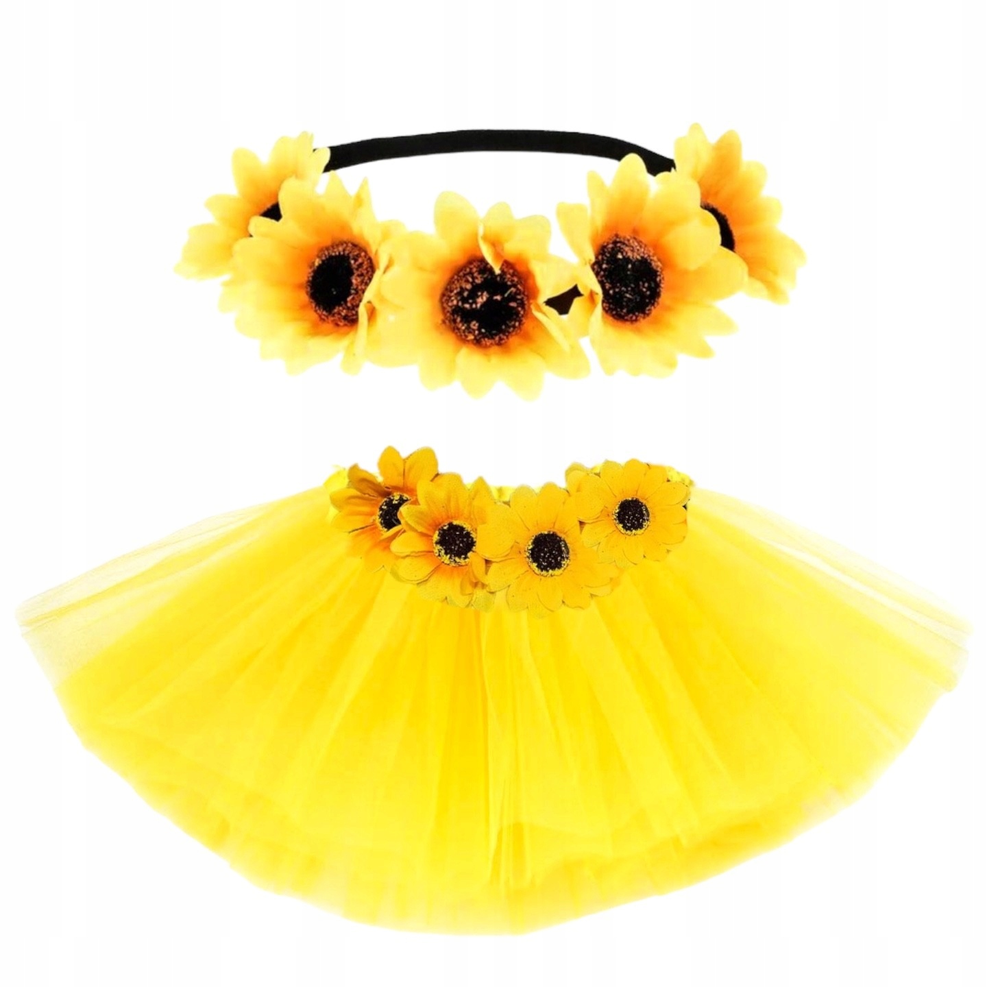 STRÓJ PANI WIOSNA KWIATEK SŁONECZNIKI SPÓDNICZKA + OPASKA Rozmiar uniwersalny