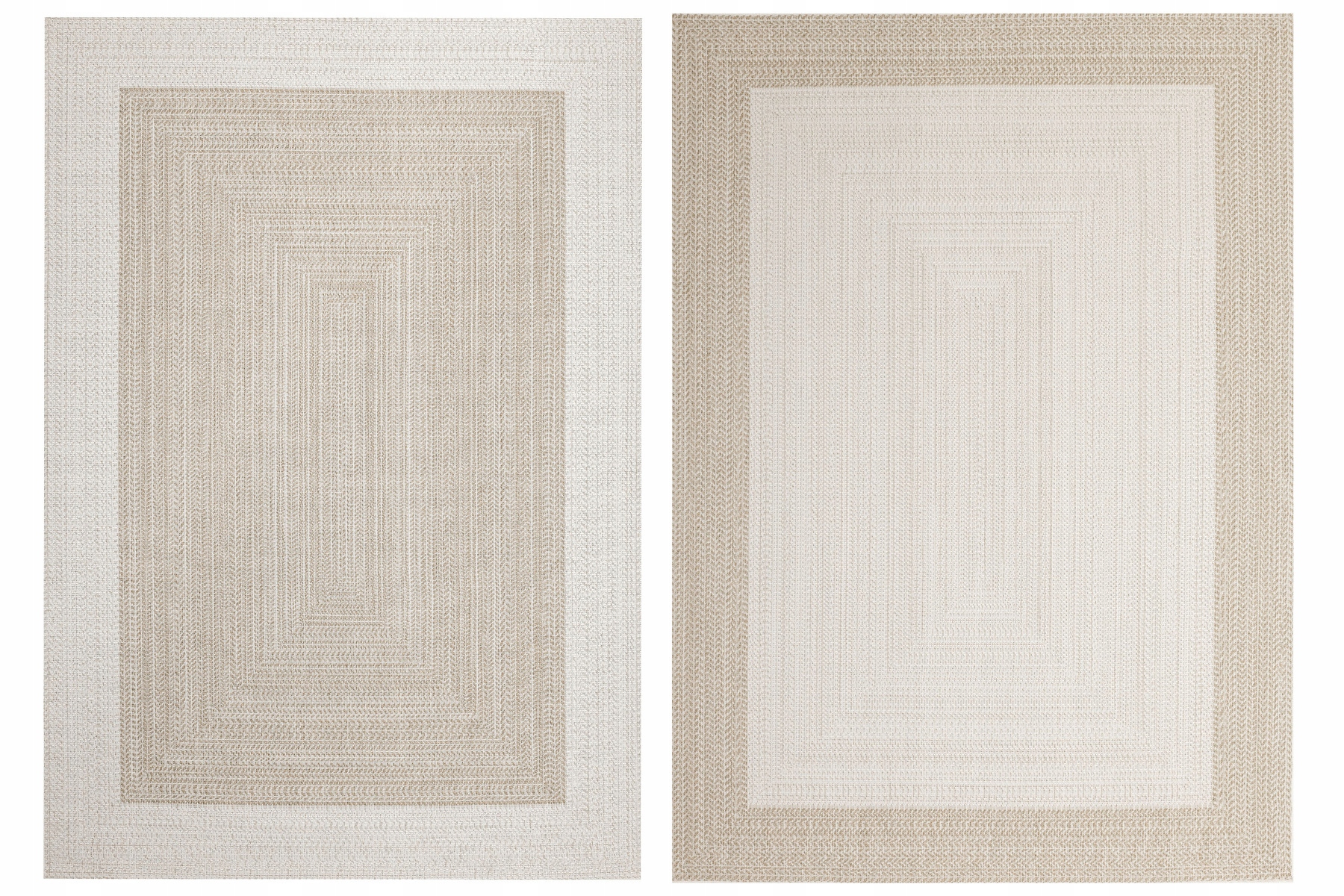 Dywan Zewnętrzeny Beż W Ramki Dwustronny Balkon Taras Brussels 160x230 cm