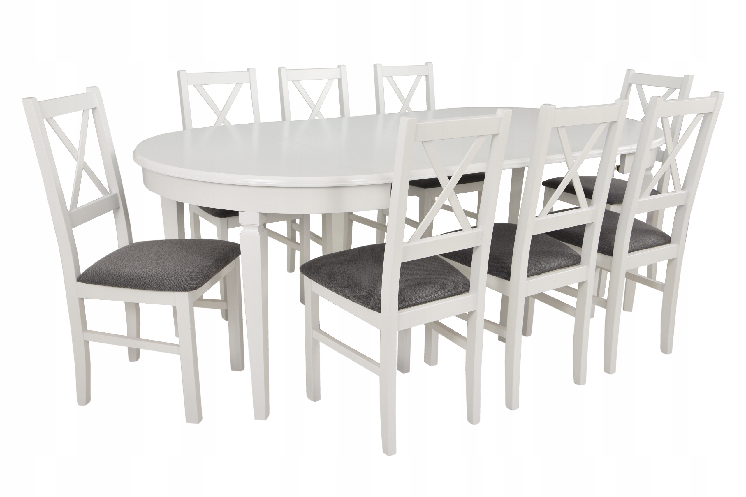 MASYWNY duży okrągły rozkładany stół biały salonu Wysokość mebla 76 cm