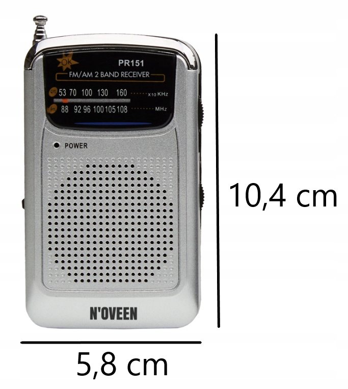 MAŁE KIESZKONKOWE RADIO FM PRZENOŚNE NA BATERIE Kolor srebrny