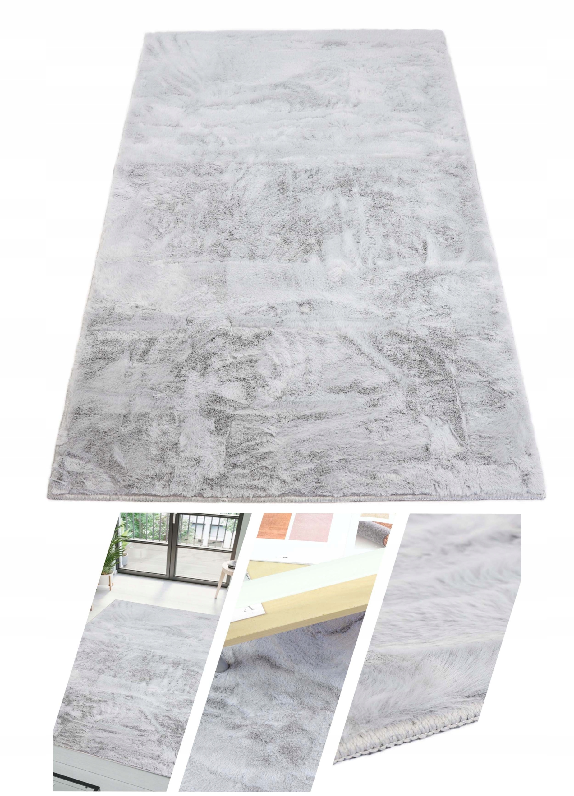 Plyšový Koberec Kožešina Králíka Měkký Sametový Rabbit Stříbrný 140X200 cm