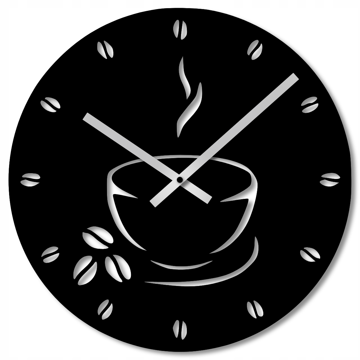 Nástěnné Hodiny 50 cm Dřevěné Nástěnné Hodiny Velké Černé Káva Kuchyně Coffee