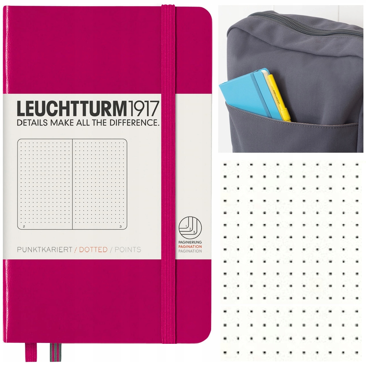 LEUCHTTURM1917 Notatnik Notes A6 Kropka bullet journal w kropki Malinowy