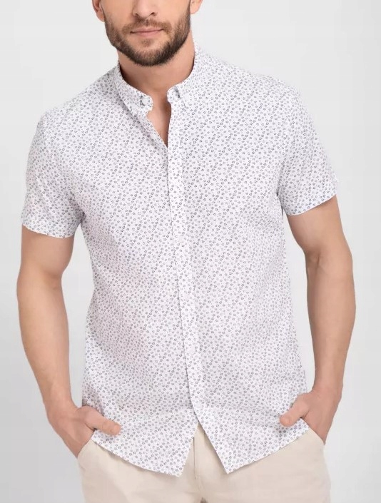 Pánská Bavlněná Košile S Krátkým Rukávem Typu Slim Fit Volcano C-amur XL