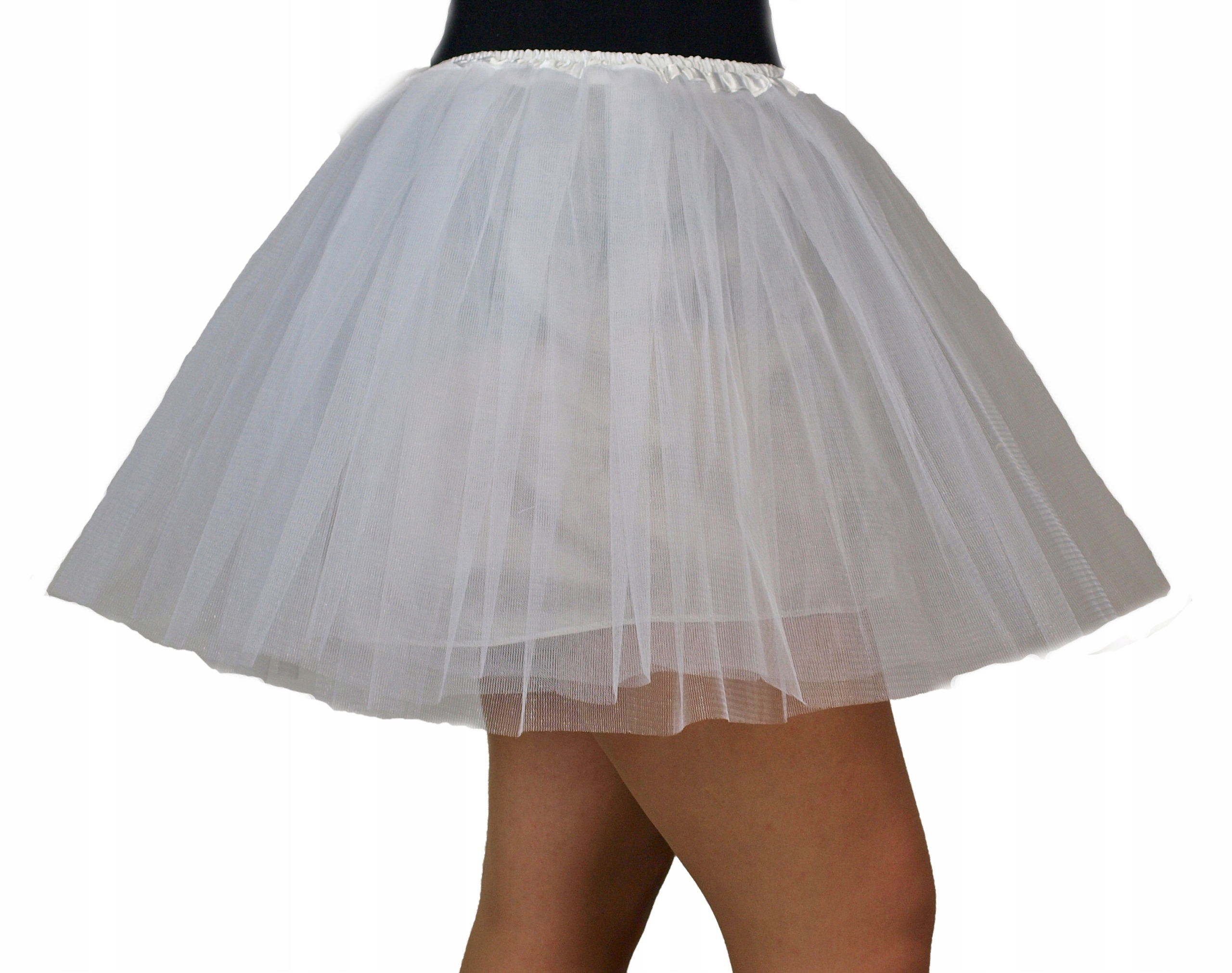 SPÓDNICZKA TIULOWA SPÓDNICA 30cm z podszewką BIAŁA Kolor biały
