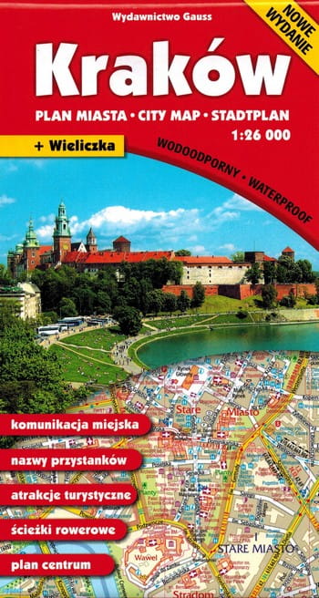 Kraków Plan Miasta Mapa Laminowana Gauss