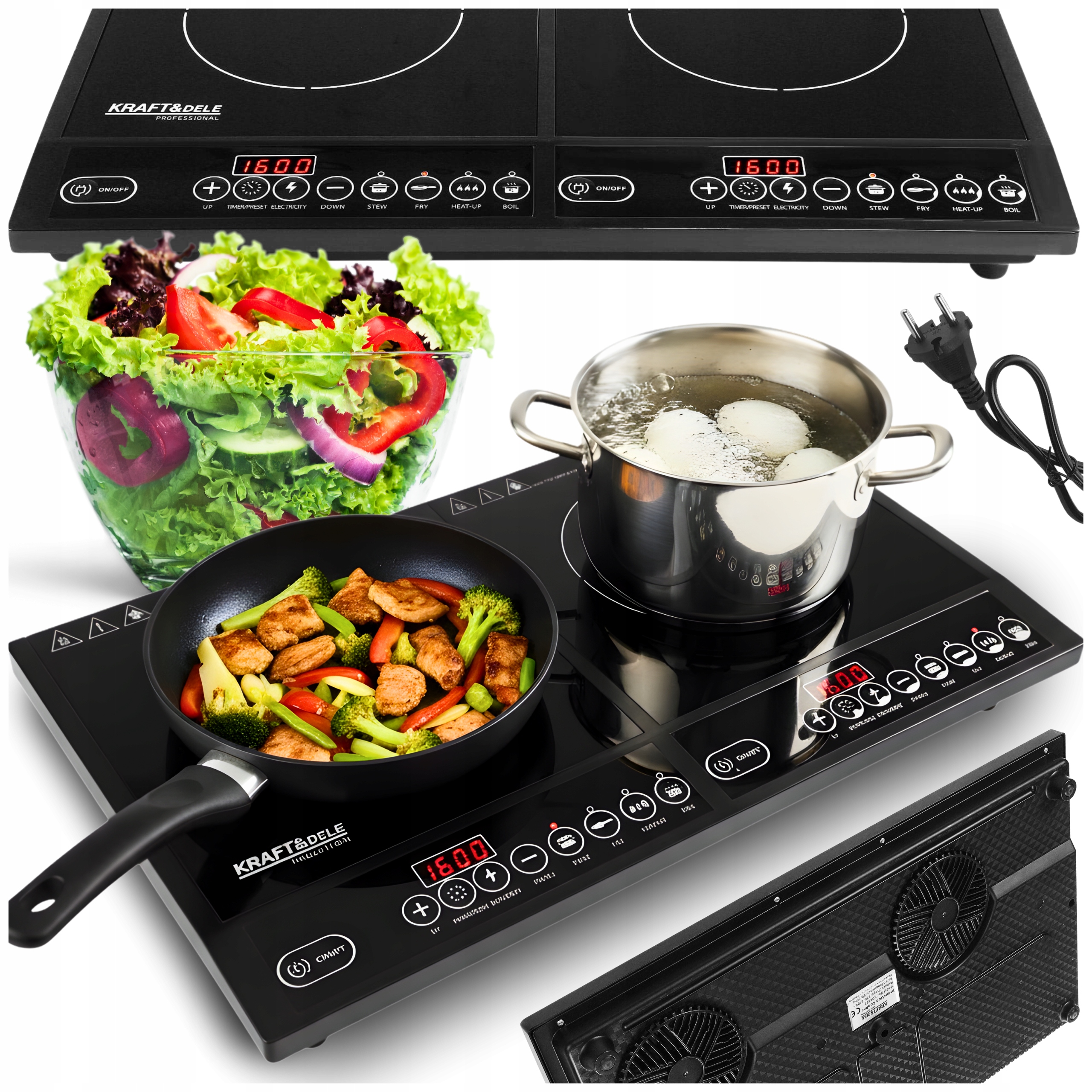 Kuchenka Indukcyjna Dwupalnikowa Przenośna Płyta 2000W Kuchenka Turystyczna