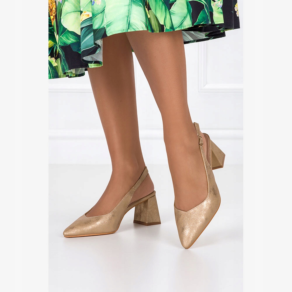 CZÓŁENKA DAMSKIE NA KLOCKU ODKRYTA PIĘTA SZPIC 39 Płeć kobieta