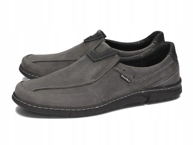 MOKASYNY SKÓRA NATURALNA PÓŁBUTY 102 SZARY 40 Rozmiar 40