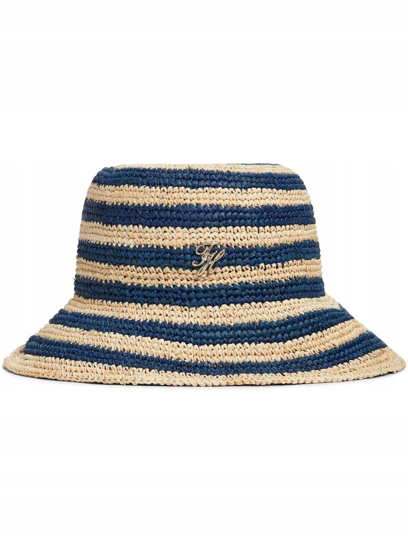 Klobouk Tommy Hilfiger Th Script Striped Raffia Bucket AW0AW18343 DW6