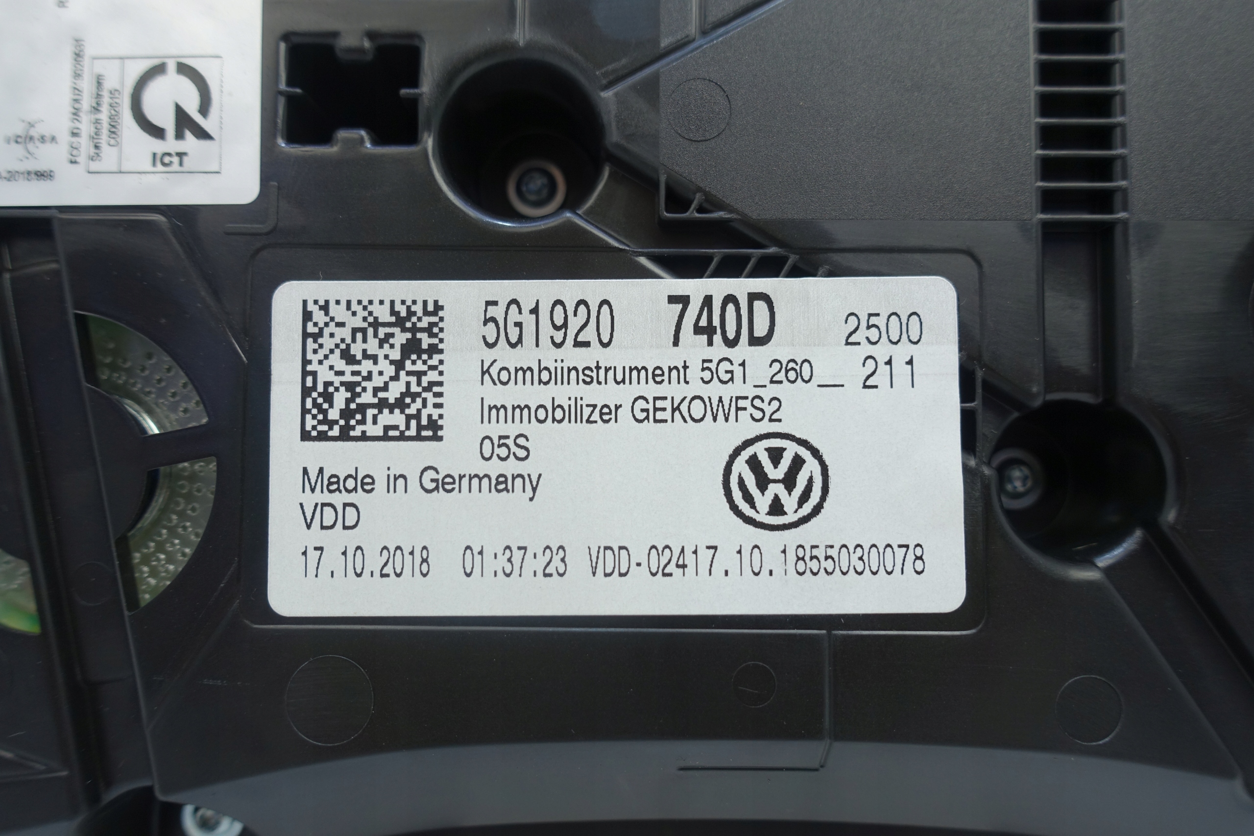 dials dials VW GOLF VII 7 5G 22578KM 5G1920740D