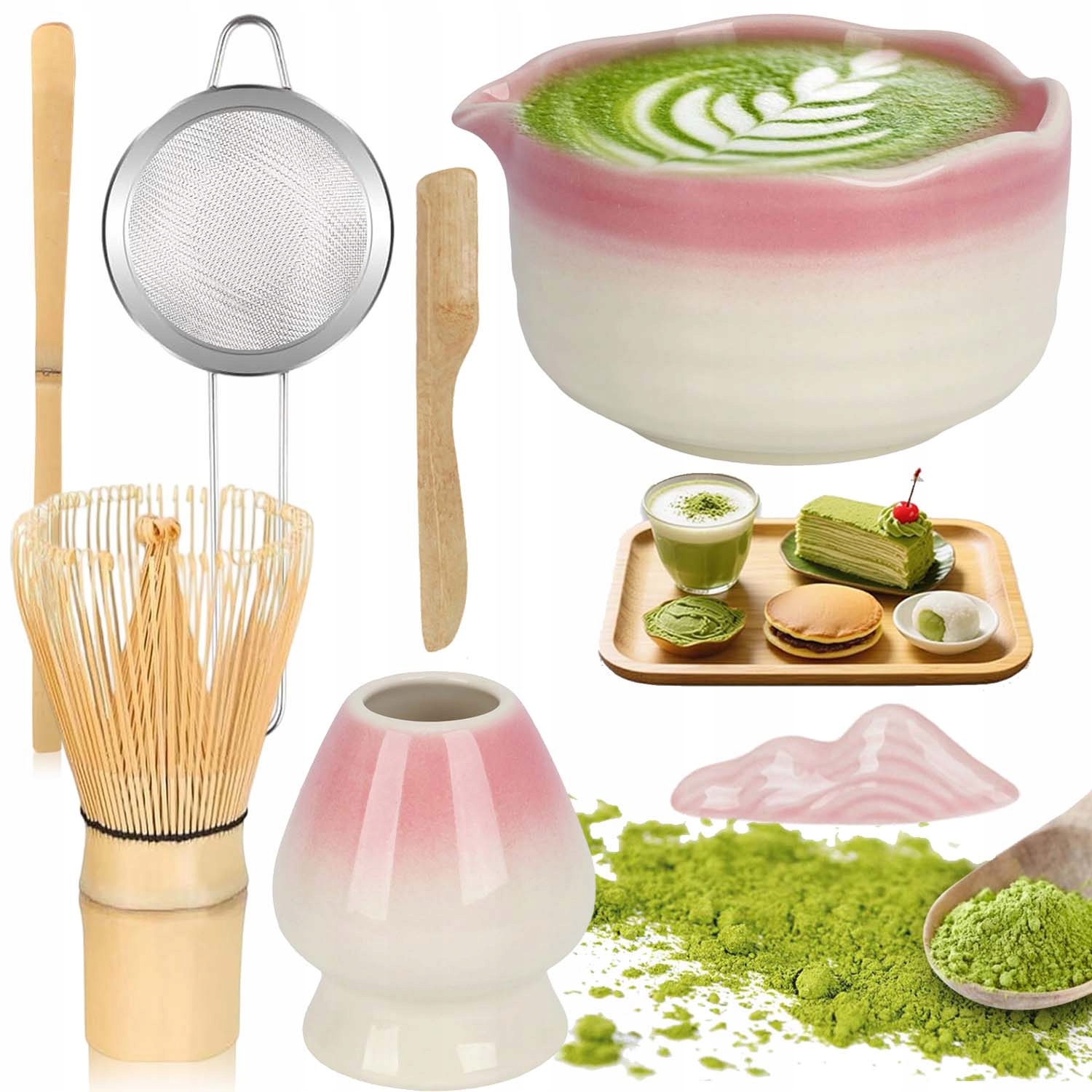 Levně Bambusový Set Na Výrobu Matchy Šlehací Metla Lžíce Prosévač Matcha