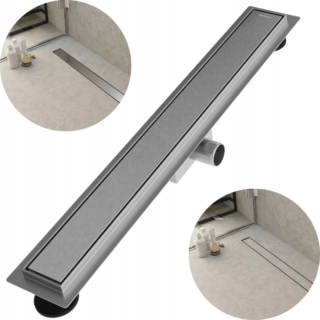 Odpływ liniowy 80 cm 2w1 stalowy pod płytkę podłogowy pod prysznic Merflow